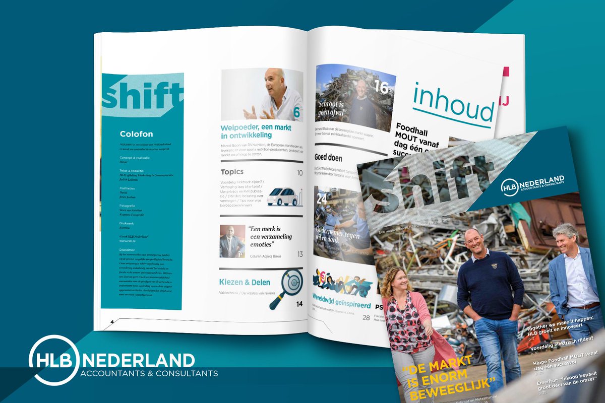 RMeesters's tweet photo. Lees nu het 9e HLB SHIFT magazine, door en voor ondernemers. In nieuw jasje gestoken #rebranding #hlbshift https://t.co/dvxXpeDauM https://t.co/Pchsvl7BVN