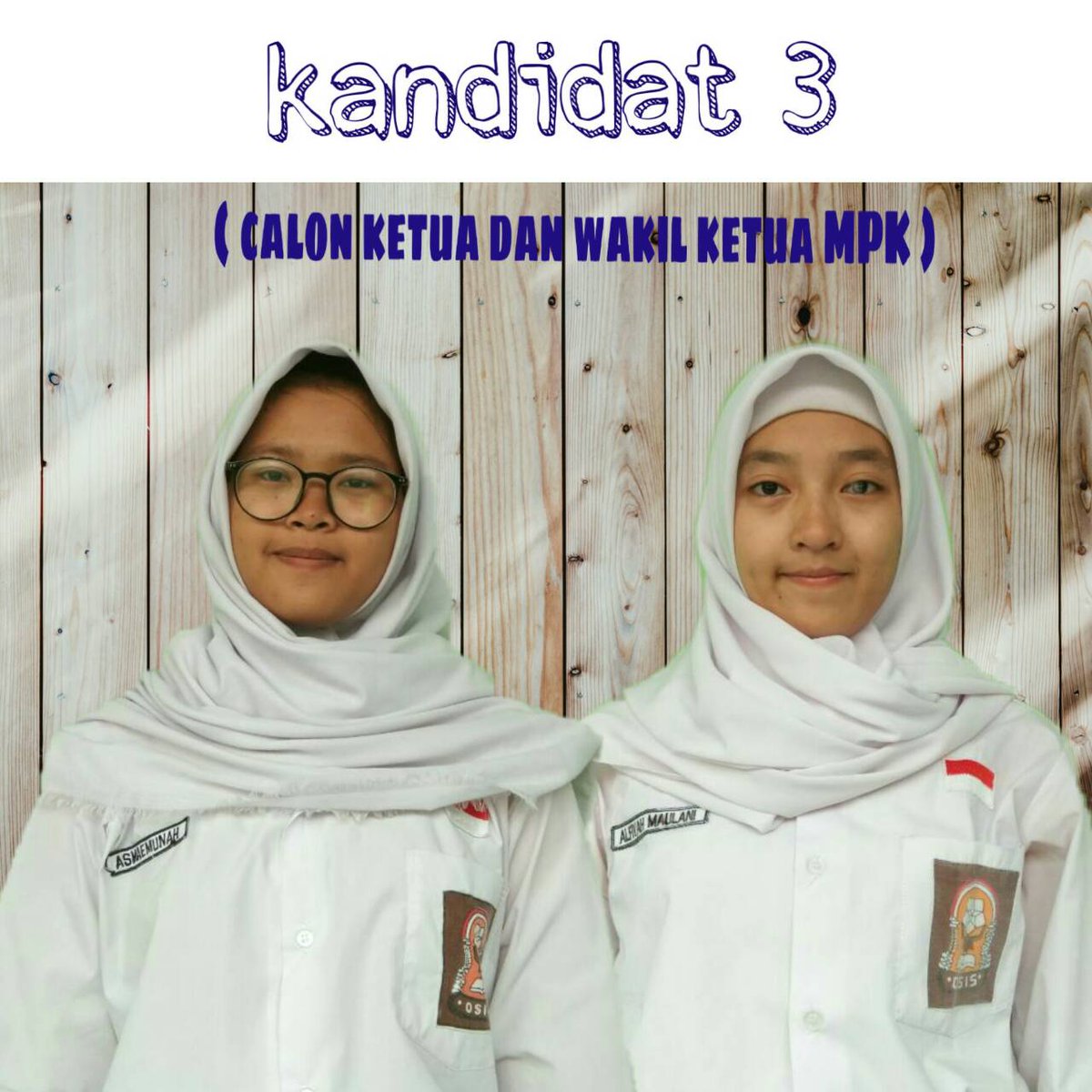 Samrel37's tweet photo. Selamat kepada kandidat MPK no.3 resmi menjadi sekertaris MPK 1&amp;2 SMAN 37 TP 2018-2019 (Asmaemunah XI IIS 2 &amp;  Alfiyah M. XI IIS 2)😊😊 https://t.co/Ie2pFAzDJd