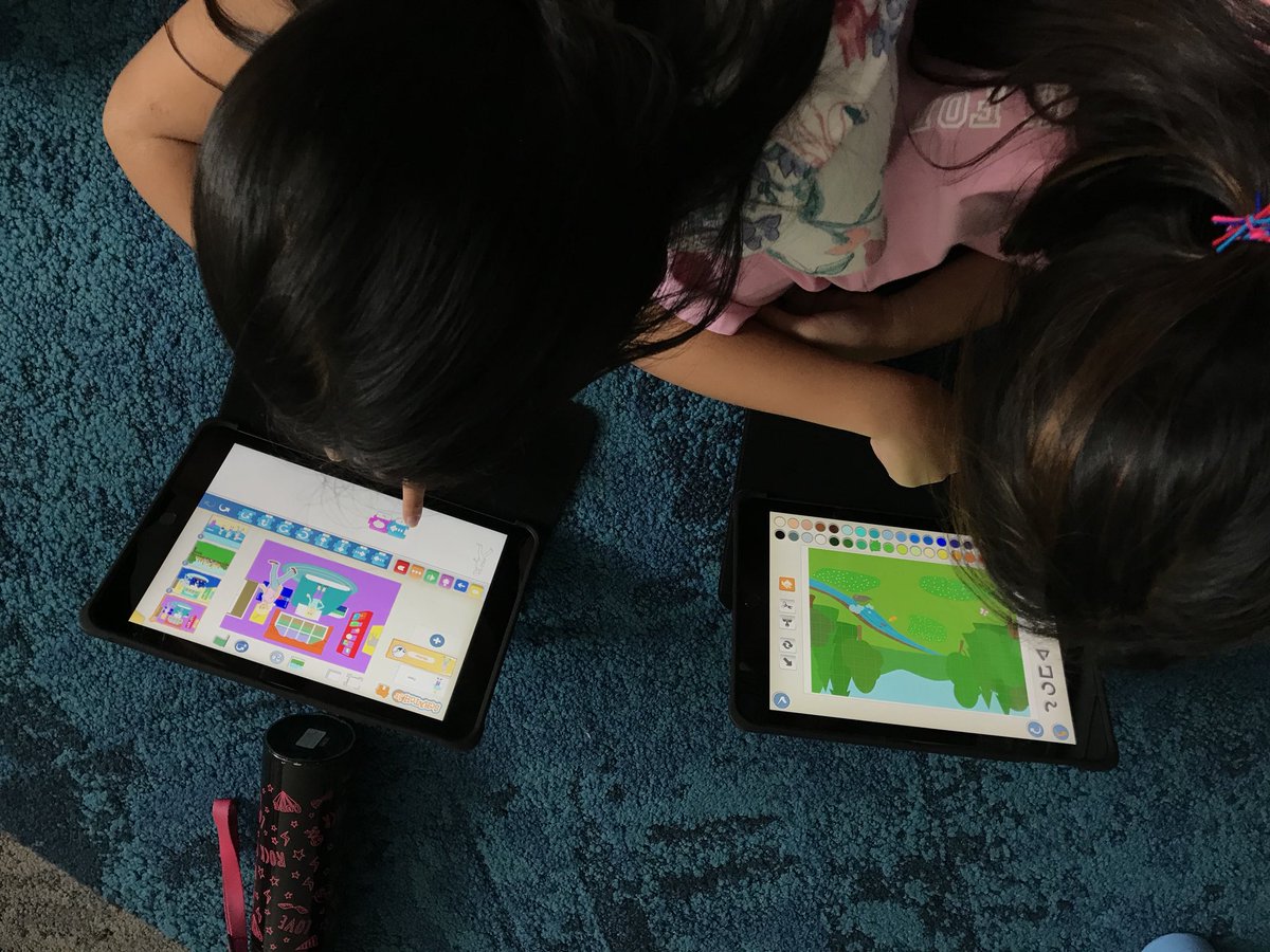 innovative_inq's tweet photo. What #play can look like in upper primary. Creating, tinkering, editing, debugging, changing, laughing and collaborating while coding stories and games in @ScratchJr. More #studio4 Ss joined as we went along because they want to animate. #lifelongkindergarten #pypplay #ishcmcib https://t.co/9ttOdSutxv