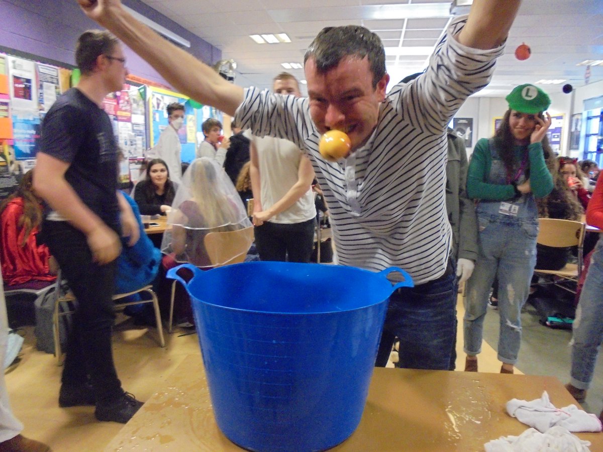 Huntington Sixth Form (@huntingtonyork6) on Twitter photo Halloween today at Huntington Sixth Form.  Mr Crabtree, Head of Year 12, celebrates a well deserved victory at apple bobbing. Halloween today at Huntington Sixth Form.  Mr Crabtree, Head of Year 12, celebrates a well deserved victory at apple bobbing.