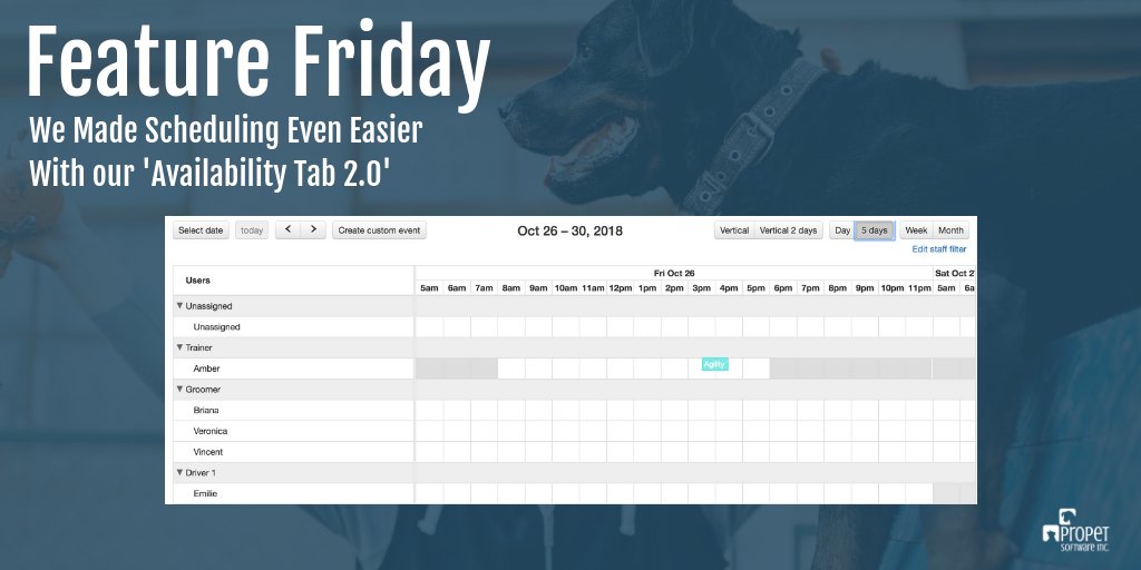 ProPetware's tweet image. We made scheduling even easier with our new Availability Tab 2.0! Check out our latest blog to take a look into our newest feature!
⬇️⬇️

blog.propetware.com/blogarticles/w…