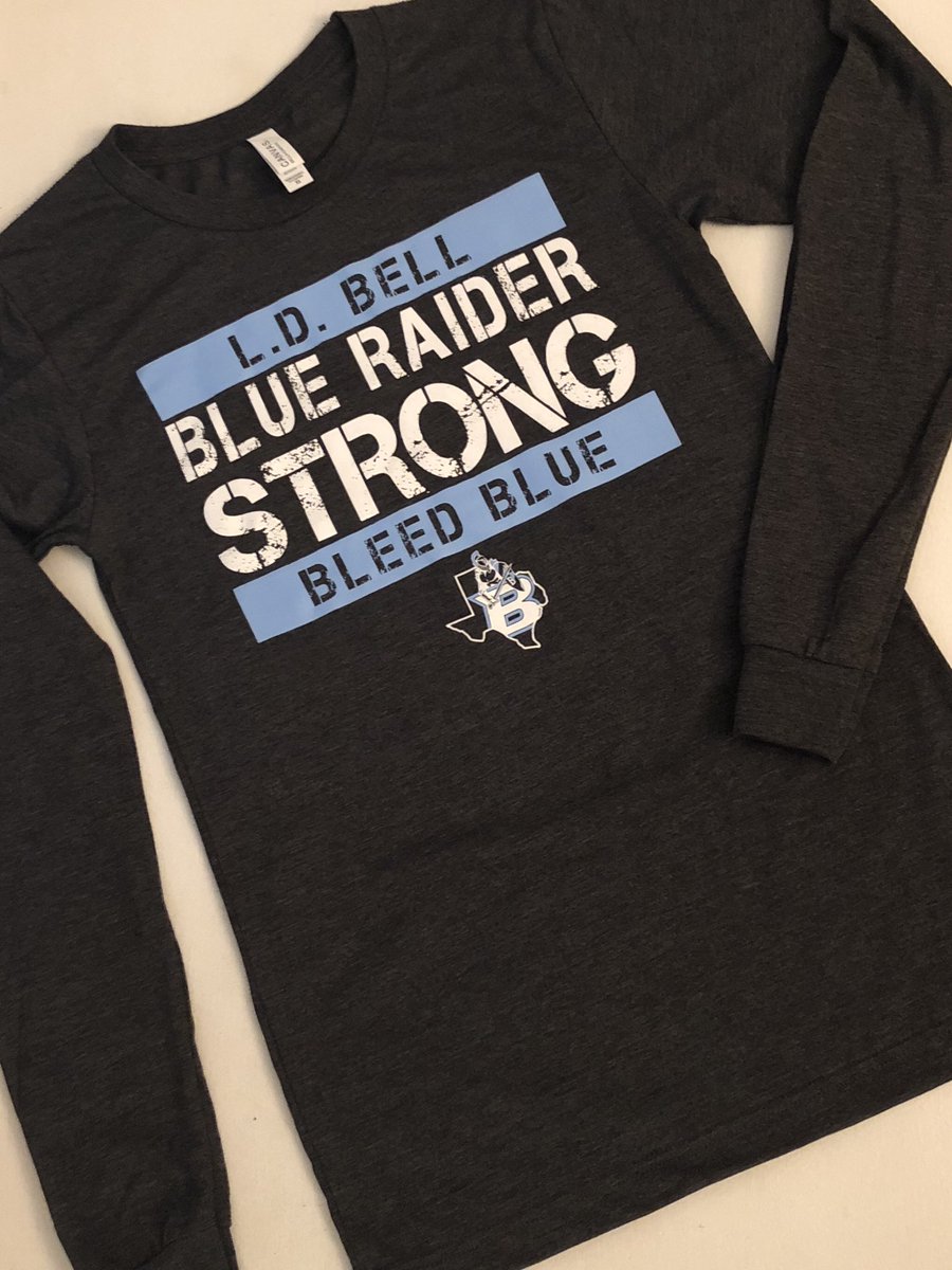 jrock0717's tweet photo. @LDBellFootball 🚨New Merch Alert 🚨 
We have our new Long Sleeve T-Shirts in!!! Get them before they are gone!!! We will be selling Spirit Wear tonight at Pennington! Come out and support our Blue Raiders and help cheer them on. 🏉 https://t.co/aK9mSY83J4