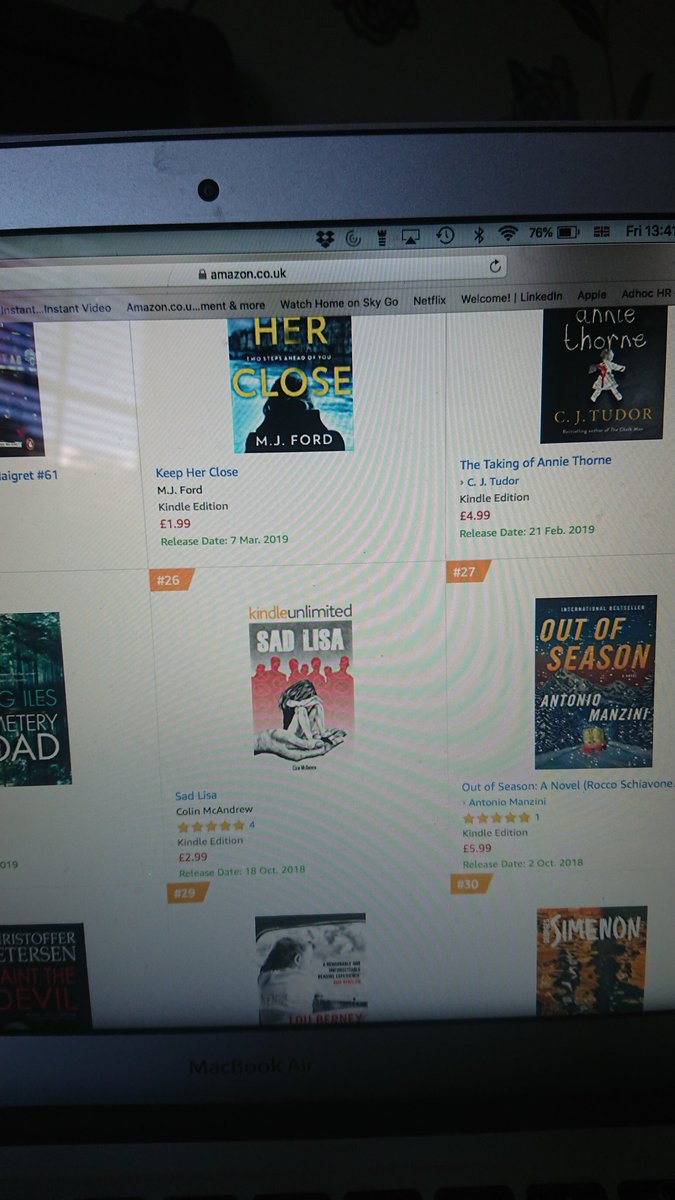 AuthorColin's tweet photo. Delighted to be #26 in the Amazon hot new releases chart!
#sadlisa
#Edinburgh
#Fife
#Inverness https://t.co/R7igGS5lOw
