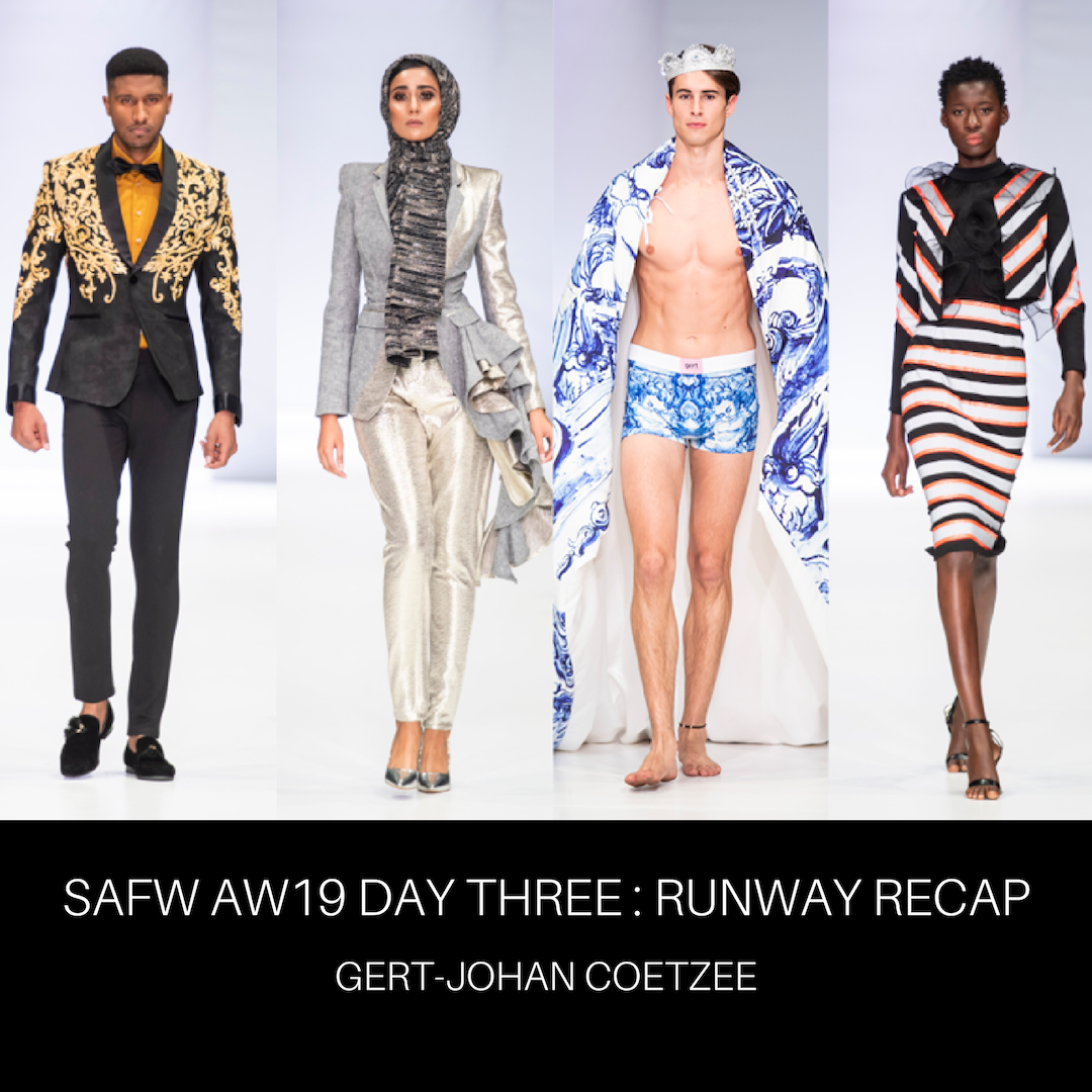 safashionweek's tweet photo. #SAFW #AW19 DAY 3: #RunwayRecap @gertjohan #BRICS2018 #FashionWeek #SAFashion @SandtonCity https://t.co/zEsdIJ001U