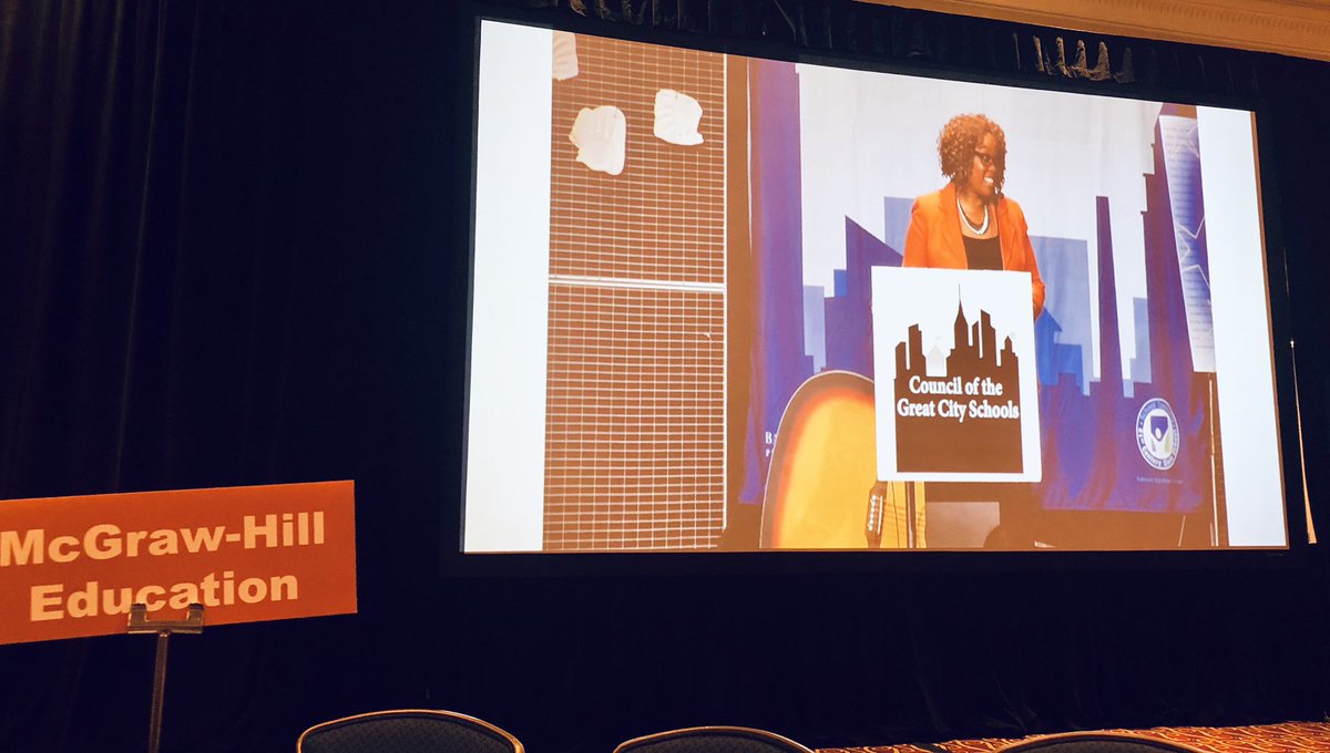 michael_pujol's tweet photo. Congratulations 2 Andrea Greene from @OCPSnews on receiving @GreatCitySchls Queen Smith Award. @McGrawHillK12 Proud Sponsor “All children are 2 be nurtured with careful guidance. Each generation is bequeathed a legacy of a commitment by the torch we all must carry”- QS #CGCS2018 https://t.co/2jU13lGM7E