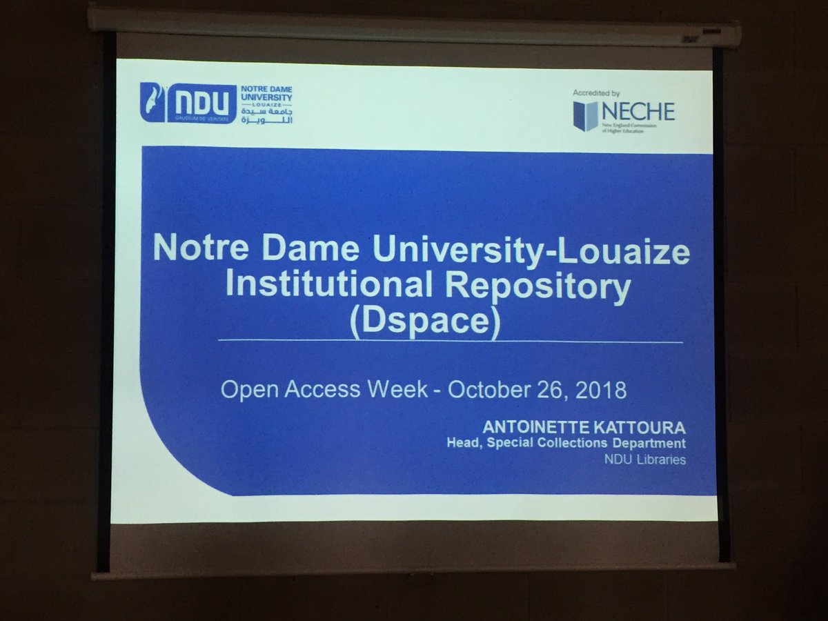 ndulibraries's tweet photo. Now!
Launching NDU’s Institutional Repository (IR)

#NDULIBRARIES #OpenAccessWeek #oaweek2018 https://t.co/OsrBSUi7pB