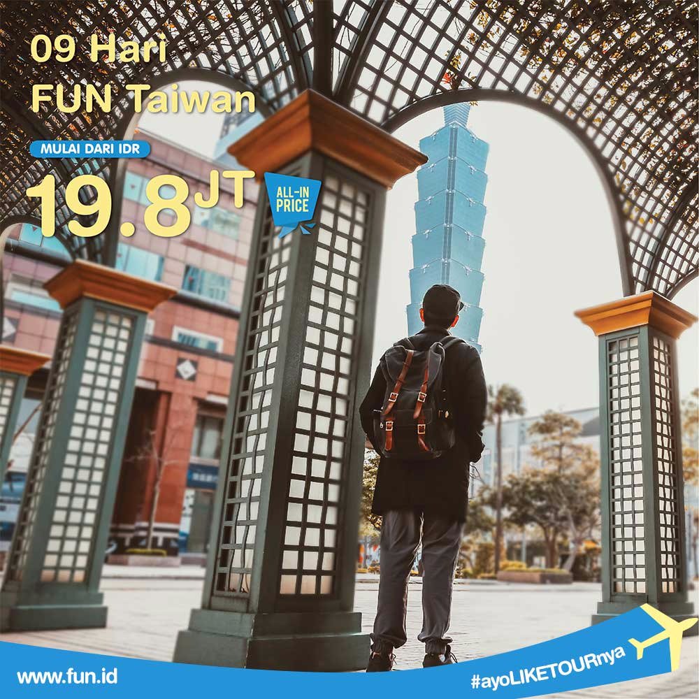 MyFunHolidays's tweet photo. Mau liburan seru ke Taiwan? Yuk ajak sahabatmu dgn ikuti program tour Taiwan, hanya 19.8 Jt sudah ALL-IN lho!
Reservasi langsung hubungi 021-385 6888/999.
#FunHolidays #Europe #WestEurope #PromoEurope #PromoTaiwan #Taiwan #TourTaiwan #TurTaiwan https://t.co/E93ZN6qQb1