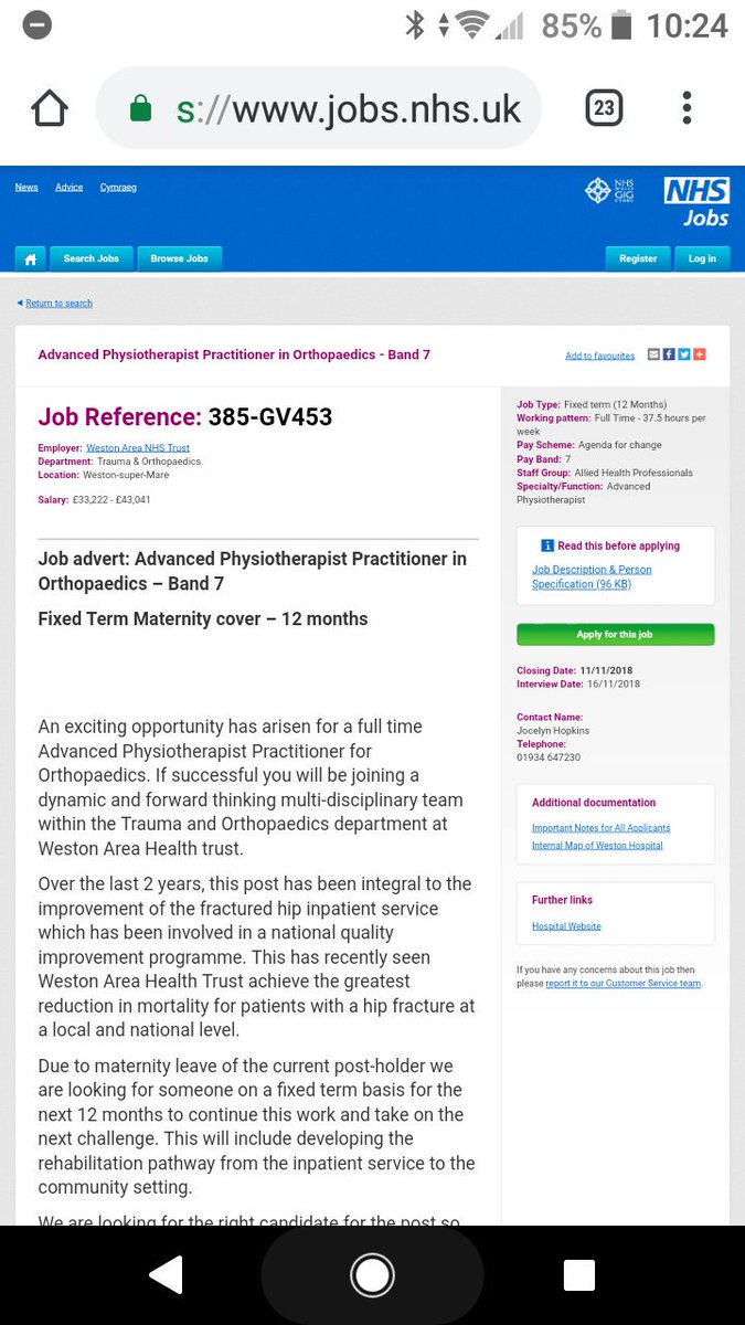 jahopkins01's tweet photo. Searching for next innovative hip fracture physiotherapist. Amazing opportunity @WestonNHS Check out the advert on NHS jobs https://t.co/48cXaL2iYX
@JamesRimmerNHS
@SarahDodds8 @_JoeMiddleton @sedphysio @liverandbunions @PhysioATOCP @thecsp https://t.co/FarIYJ8qAB