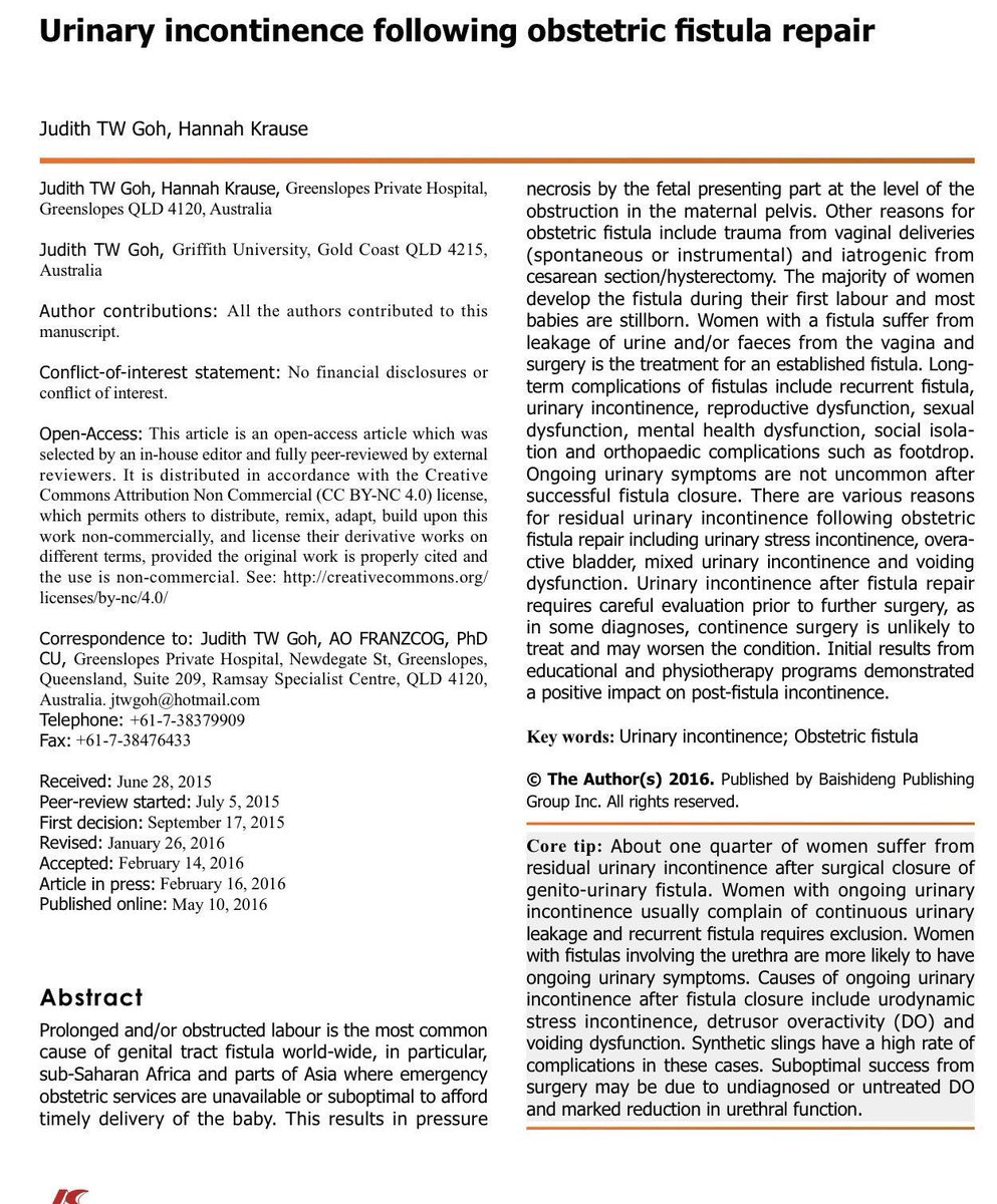 YorkLawLondon's tweet image. Fistula/SUI often occurs after Birth Trauma following prolonged labour/CSec &amp;amp; Hysterectomy. #Sling #Mesh complications after these issues are often worse. Would improved gynaecological training assist to prevent, treat &amp;amp; detect earlier? #SoMe4Error @me4_so bsdwebstorage.blob.core.windows.net/ejournals-2218…