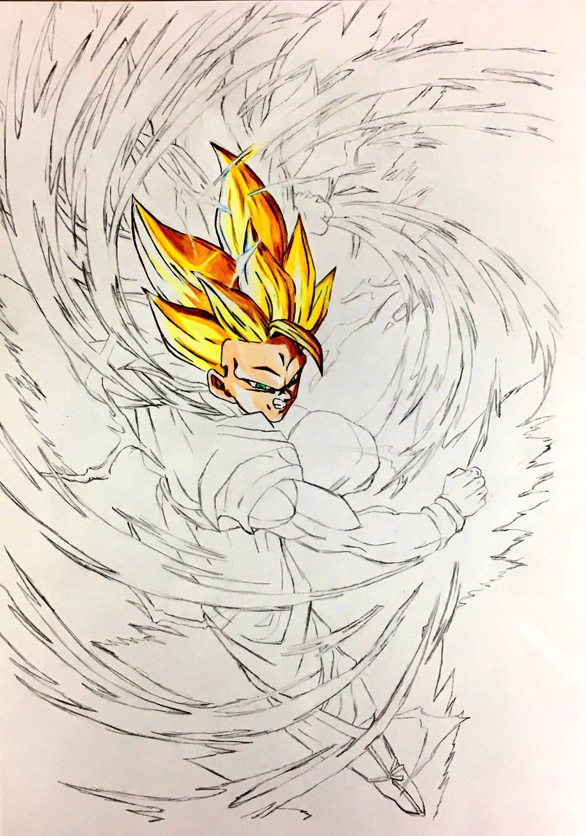 ダイン En Twitter 今日は少しだけ悟空の顔を塗りましたヽ Db 超サイヤ人3悟空 模写