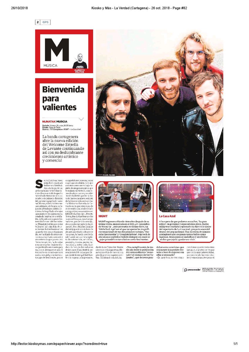 HolaNunatak's tweet photo. Aparición estelar hoy en #GPS de @laverdad_es con motivo de nuestra actuación esta noche en el #WELCOME18 🎶
¡Nos vemos a las 20:30h en la #PlazaDeToros de #Murcia! https://t.co/I0ULpBMSbI