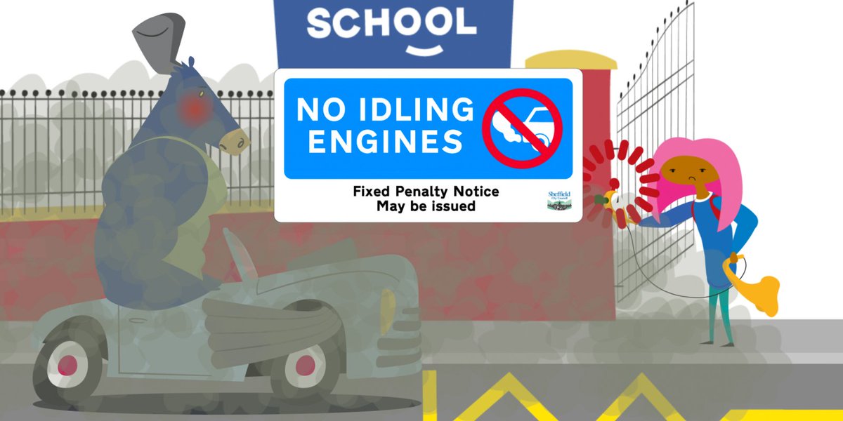 SheffCouncil's tweet image. Switch off when you drop off or pick up from school or you could be fined. Help make #Sheffield air safer for all our children. #CleanAir  #AirAwareSheff bit.ly/NoIdling