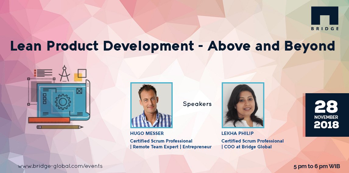 Bridge_Tweed's tweet image. Want to Start Something Great? Join our free #webinar on #LeanProductDevelopment on 28 November 2018. You will get great insights on how to execute #productdevelopment from concept to completion cost-effectively!
bridge-global.com/events