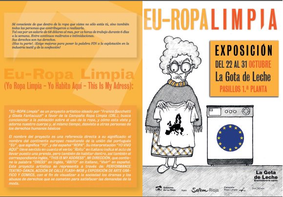 Hasta el 31 de #octubre se puede visitar la #Exposición: UE-Ropa Limpia en #LaGotadeLeche organizada por <a href="/SetemRioja/">Setem Rioja</a> Se consciente de que dentro de la #ropa que vistes no sólo estás tú, sino también todas las personas que contributeron a realizarla ow.ly/XTBM30mmbEc