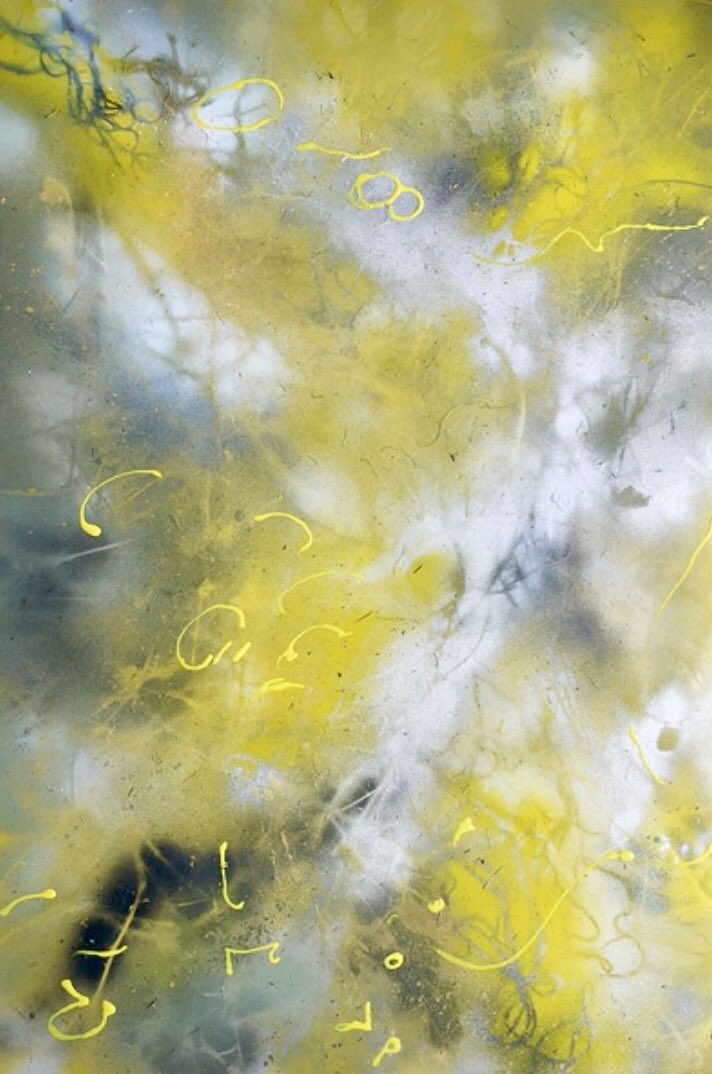 ingastt's tweet image. The water’s surface was disrupted by yellow pond weed and the reflections of the clouds. Floating fragments, winding in circles punctuated the boundary between two worlds. #abstractpainting #abstractartist #contemporarypainting #comtemporaryart #artoftheday #acrylicpainting