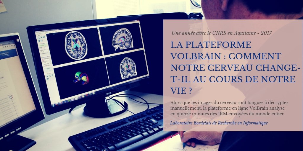 CNRSAquitaine's tweet photo. [#Rapport] Retour sur les recherches du @labriOfficial qui ont marqué l'année 2017 : "La plateforme #VolBrain : comment notre #cerveau change-t-il au cours de notre #vie".
Plus d'infos : https://t.co/Yf9UT4lBVY

@INS2I_CNRS @CNRS @univbordeaux @BordeauxINP https://t.co/pFkDrAEiZh