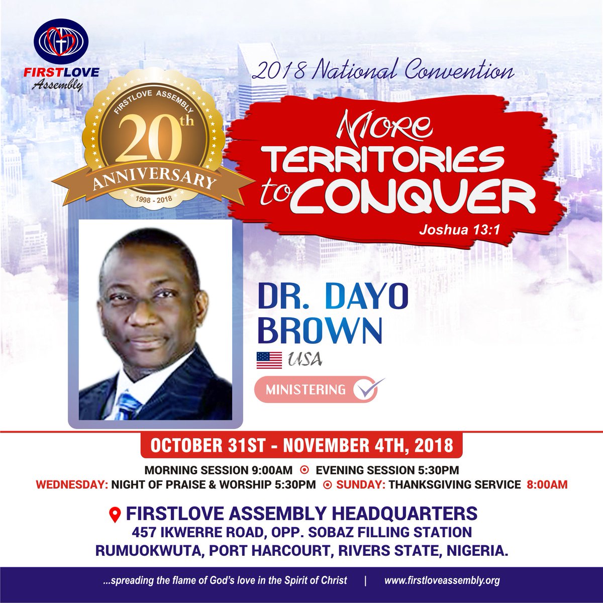 omnicoded's tweet photo. #FirstloveAssembly 2018 National Convention
#MoreTerritoriesToConquer
https://t.co/BbtbOzmvas https://t.co/PuP0aNdpV4