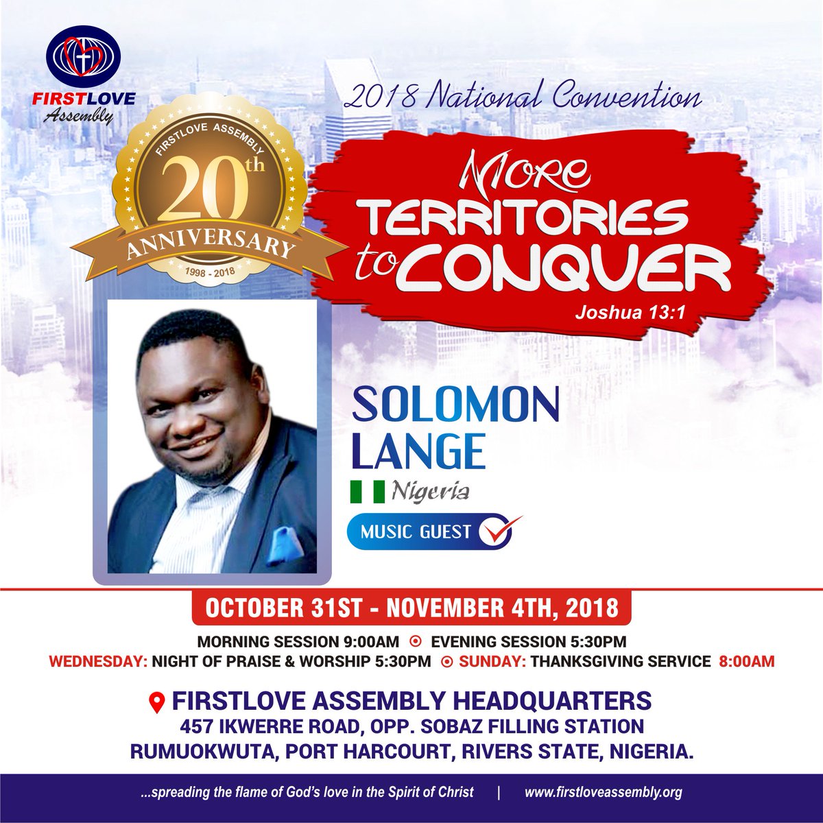 omnicoded's tweet photo. #FirstloveAssembly 2018 National Convention
#MoreTerritoriesToConquer
https://t.co/BbtbOzmvas https://t.co/PuP0aNdpV4