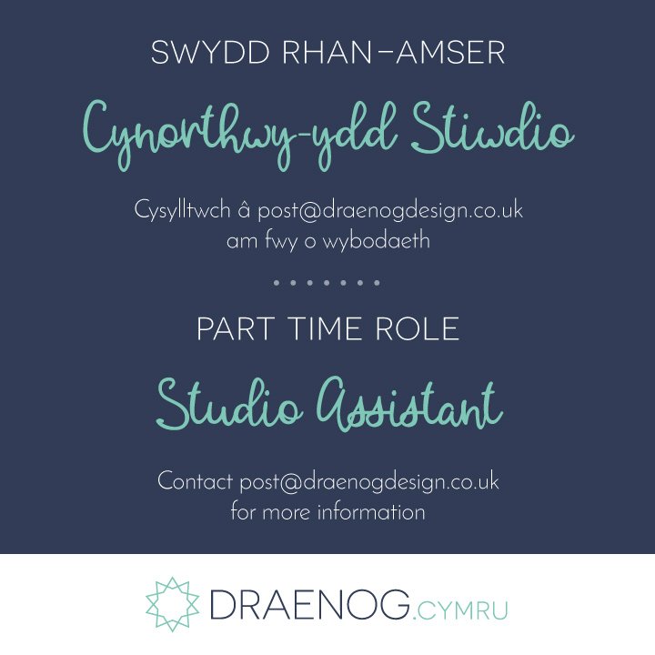 draenogdesign's tweet photo. Dewch i weithio gyda ni! Rydym yn chwilio am Gynorthwy-ydd Stiwdio rhan-amser yng Nghaerdydd

Come and work with us! We're looking for a part time Studio Assistant in Cardiff

#yagym @PoblCaerdydd 
AD plîs / RT please https://t.co/n6s6ERIjPx