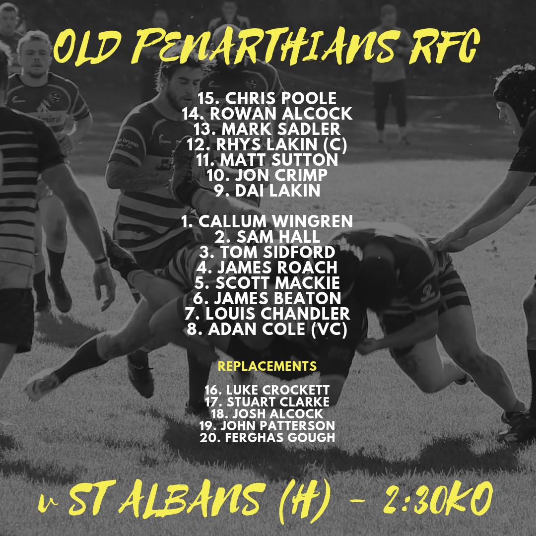 1st XV line-up for Saturday's league fixture v <a href="/thebunsrfc/">St Albans RFC</a> at Cwrt-y-Vil 
#OldPens #OneClub <a href="/WRU_Community/">WRU Community - Wrth galon y genedl</a> <a href="/DistrictBGMG/">District B GMG</a> <a href="/AllWalesSport/">All Wales Sport</a>