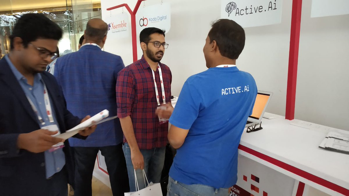 ActiveAibot's tweet photo. Team #ActiveAi @ActiveAibot in action at the NASSCOM Product Conclave #NPC2018 #Event at Bangalore.
Meet them today to learn how to create intelligent #Banking #Insurance #Securities #Payments #FinTech with #Triniti #AiEngine #ConversationalAi #AI https://t.co/fYYWFiMAHL