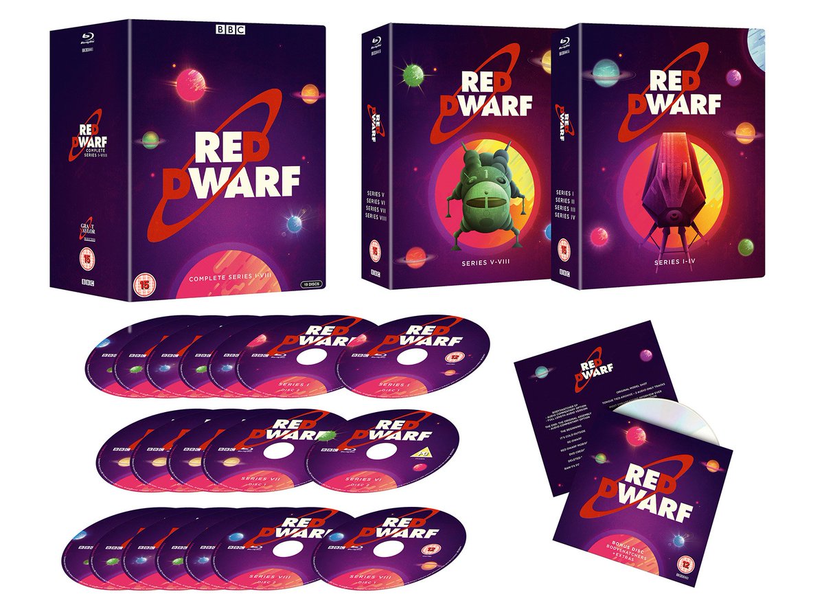 We're delighted to reveal the cover art for the upcoming #RedDwarf Series I-VIII Blu-ray set! Due for release on 14th January 2019 - read more here: reddwarf.co.uk/news/2018/10/2…