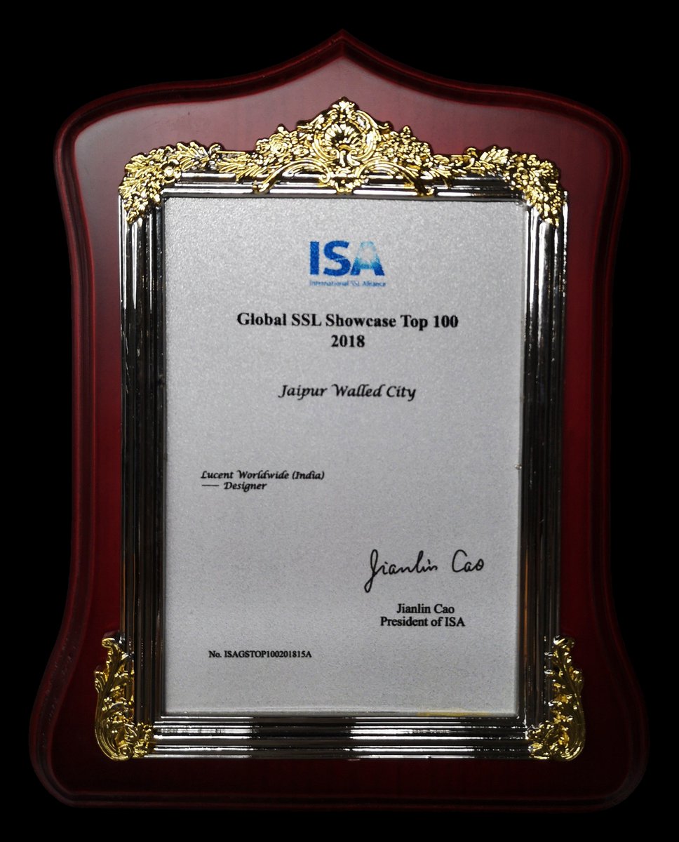 Lucentworldwide's tweet photo. ISA Global Award 2018
Few projects in India are blessed with this honour. We will try to get at least one on this list every year --- Sarvdeep Basur , Principal Lighting Designer, Lucent Worldwide
#lightingdesign #sarvdeepbasur #lucentworldwide #ISA #award #Jaipurwalledcity https://t.co/6hpqaryZgc