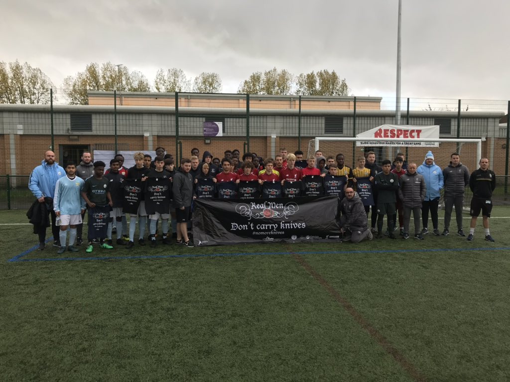 anfield_sports's tweet photo. REAL MEN DON’T CARRY KNIVES FOOTBALL FESTIVAL is now underway with Premier League Kicks @premierleague @EITC @livfootycollege @citctweets @LFCFoundation @SWFCCP @anfieldboxing @empsolneet ⚽️⚽️ https://t.co/DWsL5Upxac