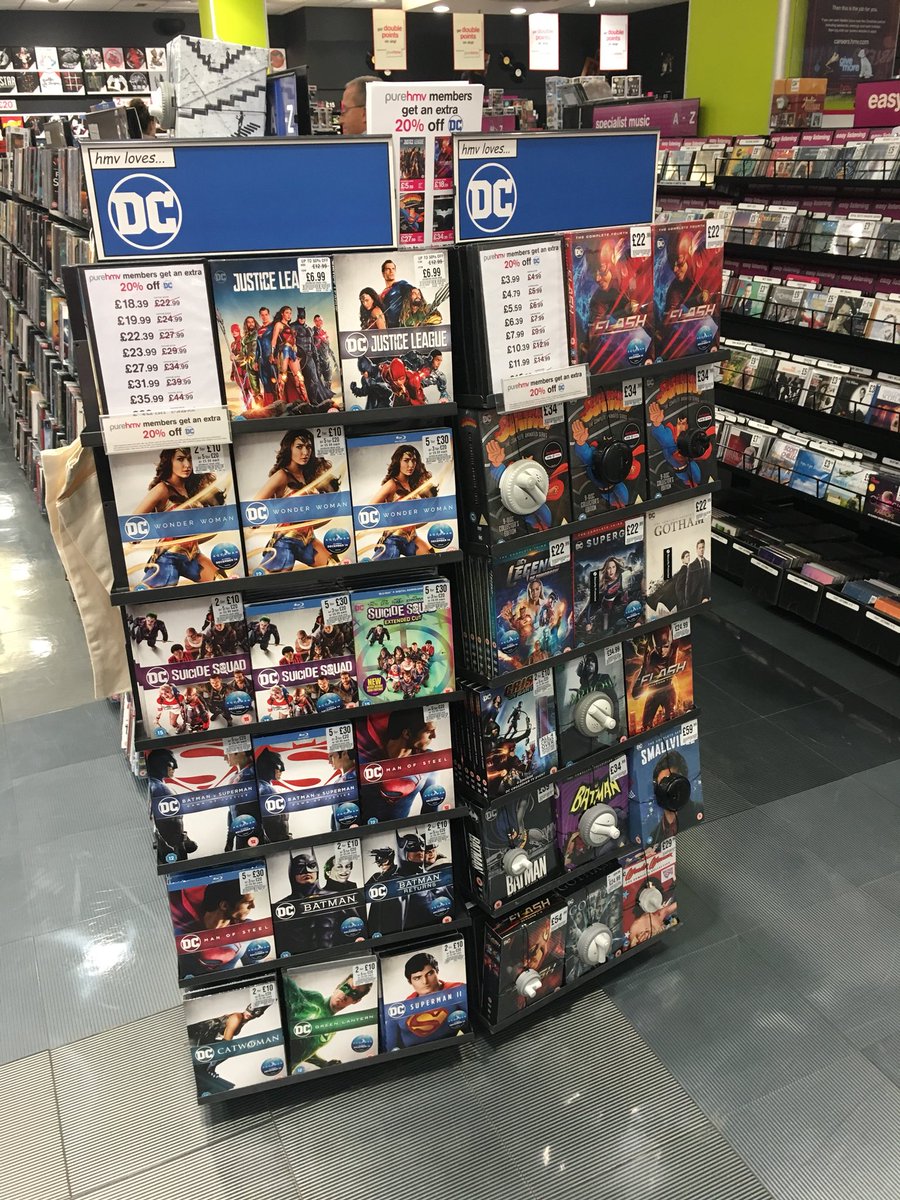 hmvNorwich's tweet photo. Pure members and DC fans rejoice! To finish off our #hmvComicWeek with a bang, we’re offering pure members a whopping 20% off any DC DVD, Blu-Ray, 3D or 4K! Offer ends on Sunday. https://t.co/90nxVJrYu8