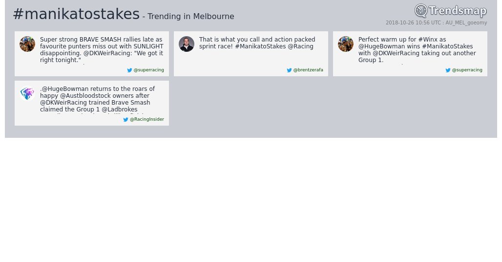 TrendsMelbourne's tweet image. #manikatostakes is now trending in #Melbourne

trendsmap.com/r/AU_MEL_goeomy