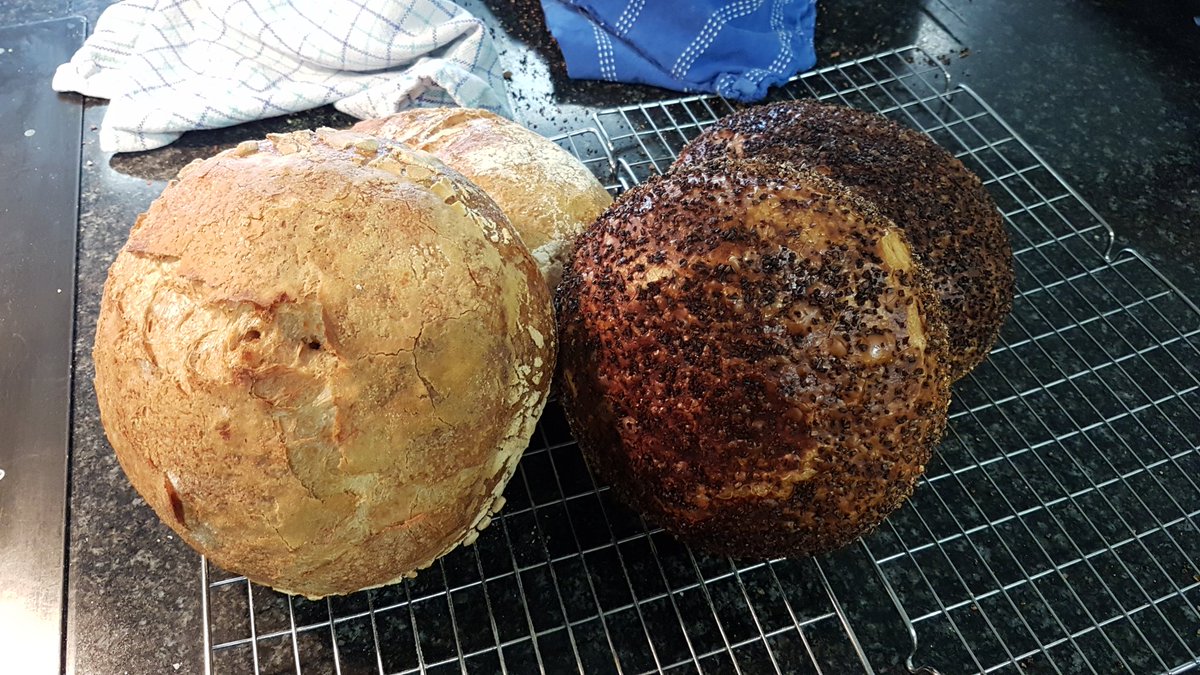 JoeParke8's tweet photo. Two types of freshly baked sourdough today @starbistro.
White sourdough and a nuttimalt coated sourdough. Come and get it while it's warm!
#realbread #sourdough #nationalstar #realisingaspirations #nuttimalt #muntons #malt #maltedsourdough #freshbread https://t.co/91ypisDsxU