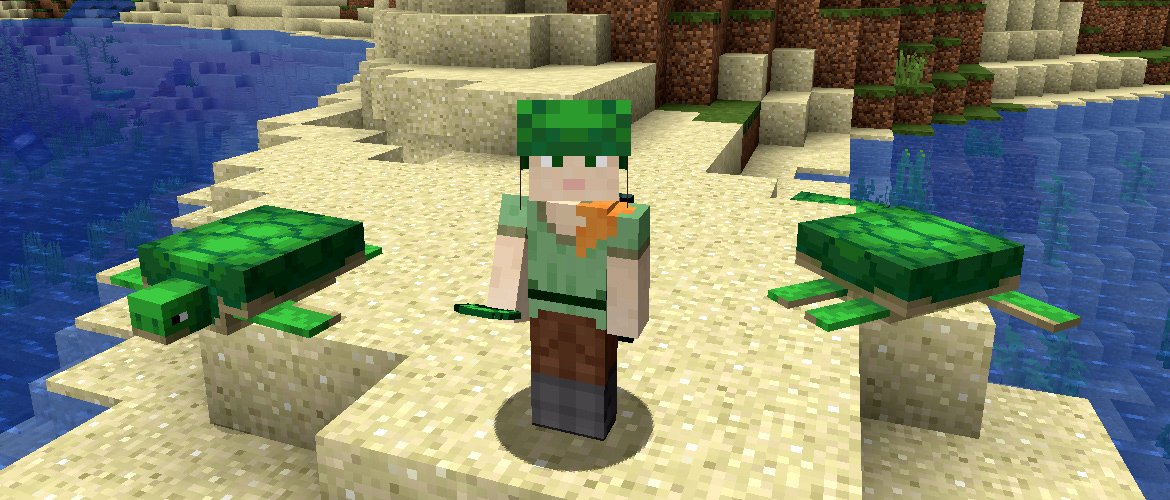 This week's TAKING INVENTORY is all about the turtle shell! A magnificent multi-purpose item, seen here being used as a nifty helmet. (S)cute! minecraft.net/article/taking…