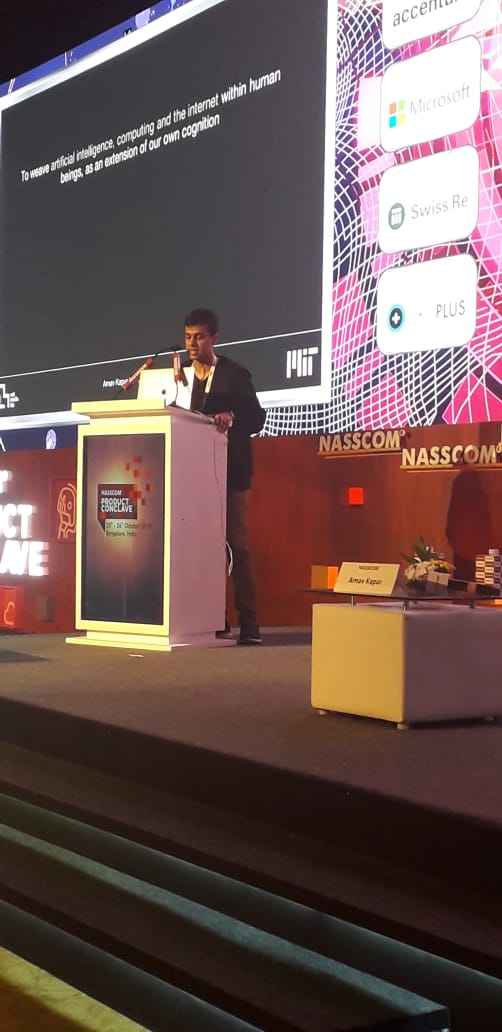 nasscomdeeptech's tweet image. How we could reinvent #personalcomputing, where computing and the interface become internal to a user, as a direct extension of human cognition, thereby augmenting human capabilities. Hear from Arnav Kapur, Researcher in the Fluid Interfaces Group, MIT Media Lab #NPC2018.