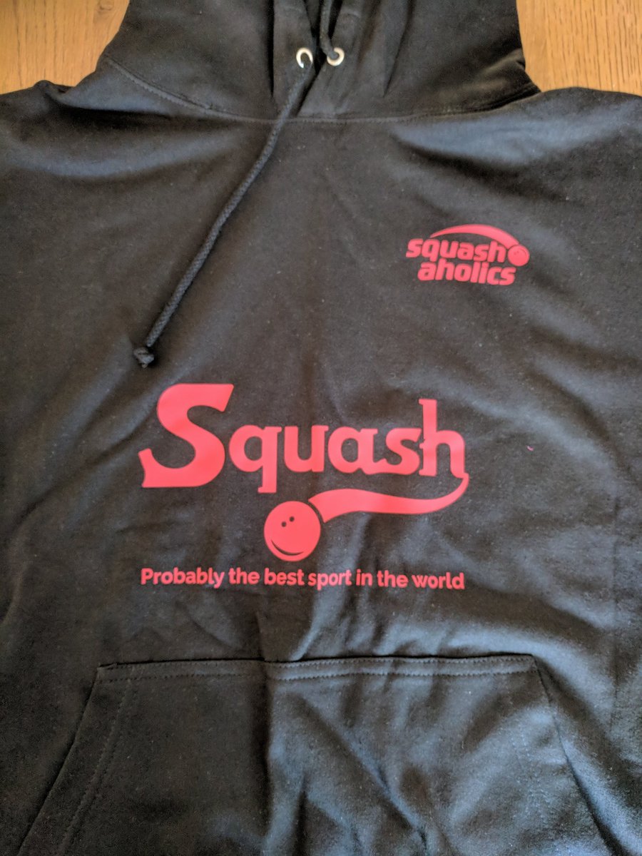 Squashaholics's tweet photo. Welcome @EdwardDowdall to the @Squashaholics Club! Ed chose 'squash: probably the best sport in the world' hoodie red print on black with full personalisation. Looks great and we hope you'll enjoy wearing! Full range on https://t.co/Zk5ZKG2pNI #squashaholicandproud https://t.co/LipBtCxGGC