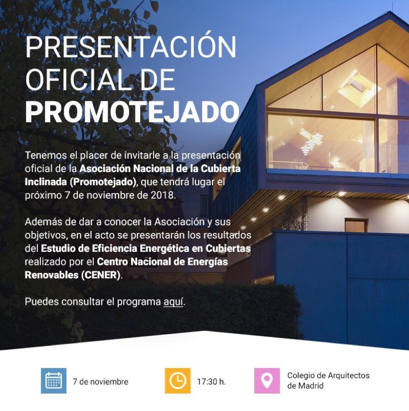 grpdiazredondo's tweet photo. El próximo 7 de noviembre a las 17:30 h en la Materioteca del @COAMadrid - Colegio Oficial de Arquitectos de Madrid tendrá lugar la Jornada de presentación de la Asociación Nacional de la Cubierta Inclinada, Promotejado.
Mas info:https://t.co/5O1Ti3oR1z https://t.co/TItf7Ak9II