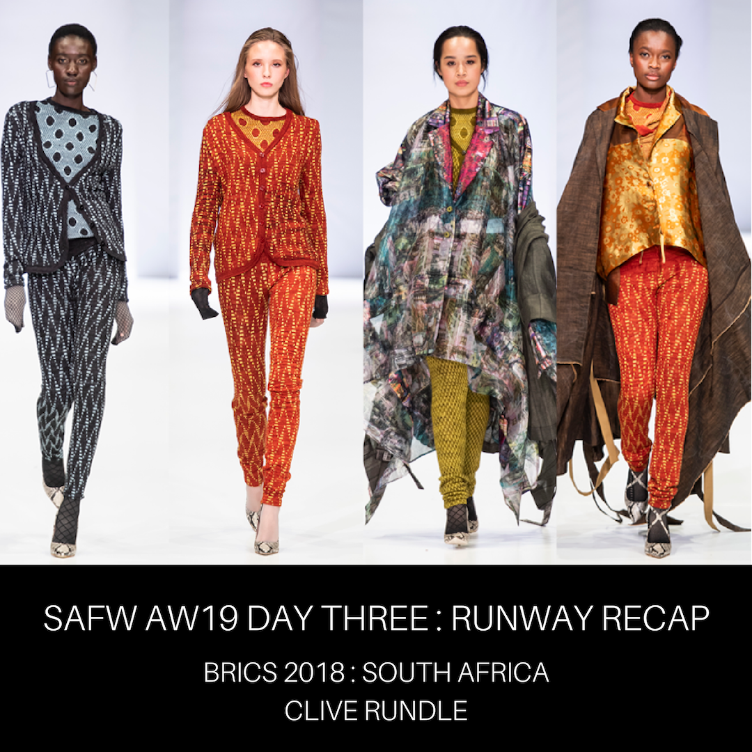 safashionweek's tweet photo. #SAFW #AW19 DAY 3: #RunwayRecap BRICS DESIGNER COLLECTIONS @cliverundle #BRICS2018 #BRICSFashionForum #FashionWeek #SAFashion Sandton City Shopping Centre @bricsfashionforum2018 Department of Arts and Culture https://t.co/W6IuZERq0g