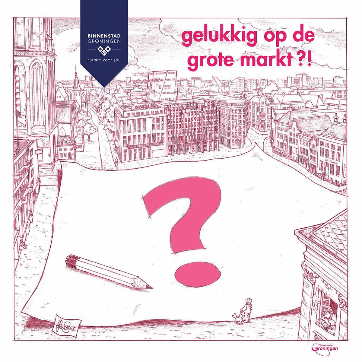 De Grote Markt! De huiskamer van de stad. Als straks de bussen er niet meer rijden gaan we het plein opnieuw inrichten. Maar hoe? Tijdens <a href="/letsgro050/">Let's Gro</a> kunnen meedenkers en meedoeners hun hart ophalen. Maak de tekening af of bouw een maquette. Meer op: bit.ly/inrichtinggrot…