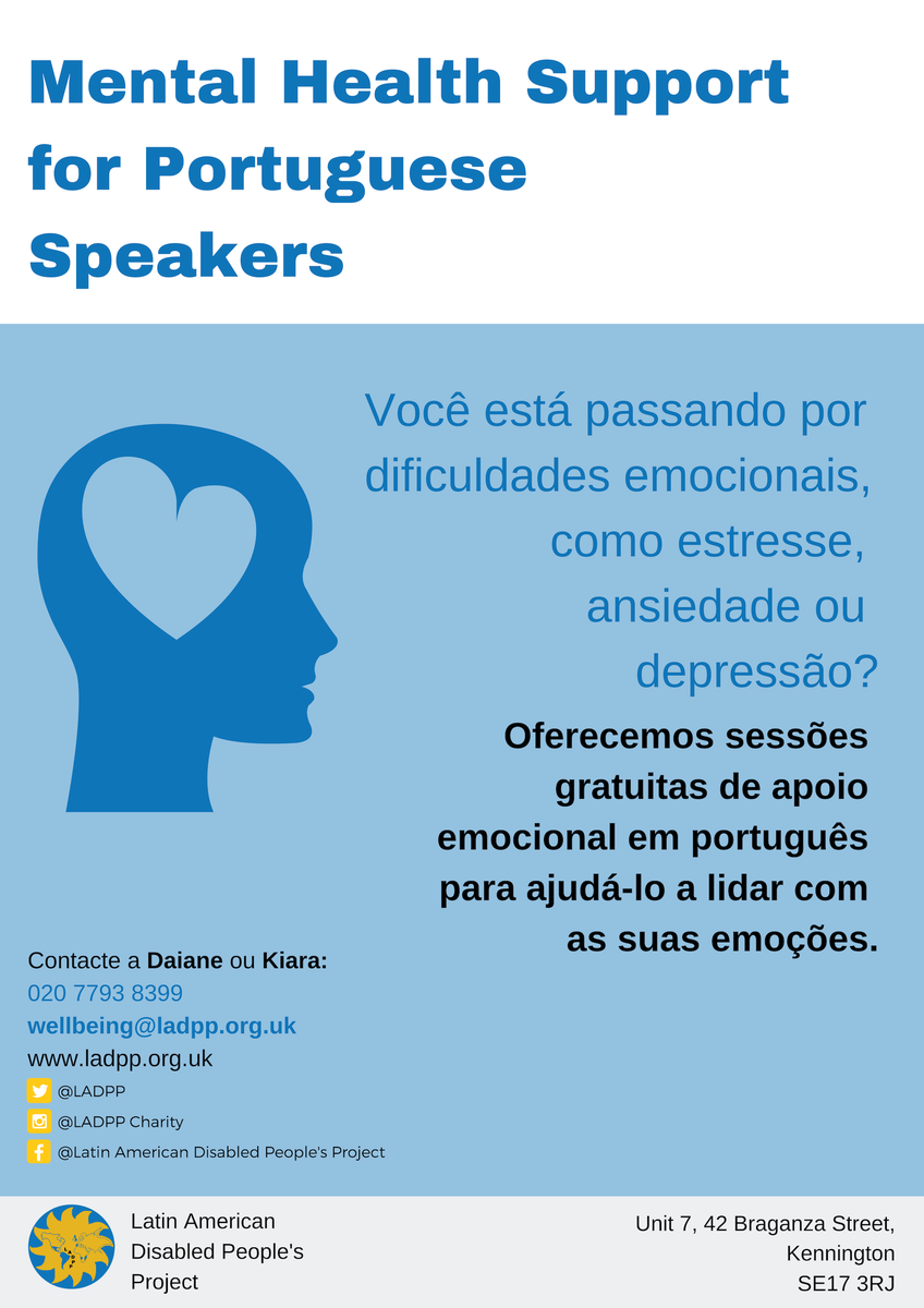 LADPP's tweet photo. We all need a bit of extra support sometimes. #LADPP offers FREE 1-to-1 Mental Health support in Portuguese. If you or someone you know could benefit from this, please get in touch @LPWPartnership @portugal_uk @Stockwell_Pship #BemEstar #Saude #Londres https://t.co/Ai5zHlV9Sm