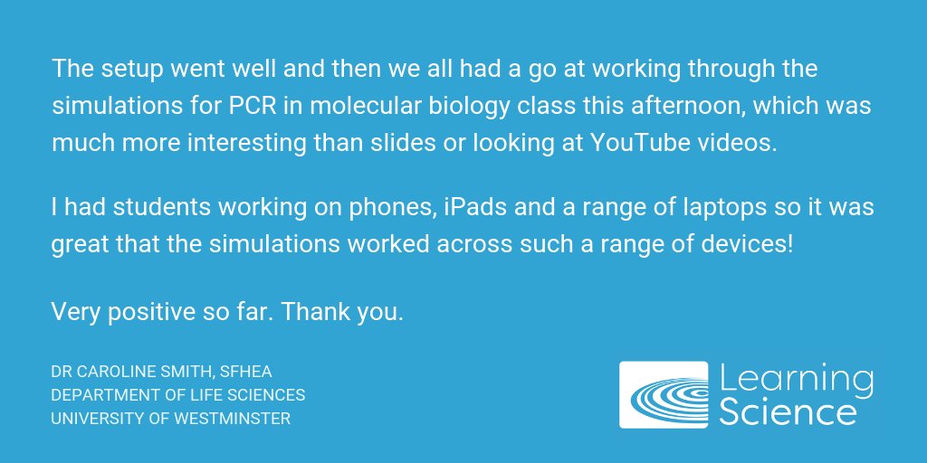 LearnSciHQ's tweet photo. We loved this #FridayFeedback from @CSmithWestmins about our #PCR resource. Thanks Caroline! The University of Westminster have adopted our #bioscience learning resources and #SmartWorksheets to support their students. https://t.co/yOEAz6BbBH
