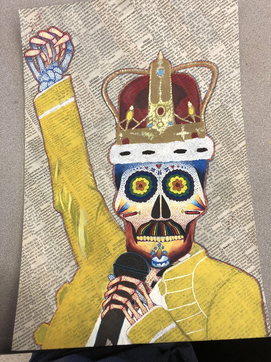 this is my most recent project in art and it’s freddy murcury if you couldn’t tell