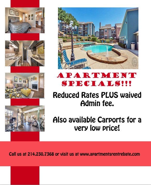 ApartmentRebate's tweet photo. APARTMENT SPECIALS!!! Call us at 214.230.7368 or visit https://t.co/wdB8JRmdcu https://t.co/YvROneuCXQ
