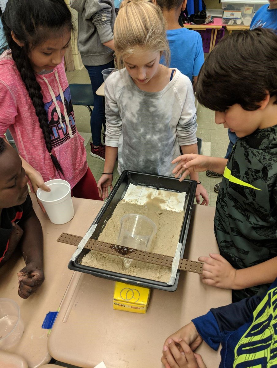 Mrs. Moore's 4th grade class using stream tables to learn about erosion and flooding.  This was a great extension of the lesson.  #Copleypride