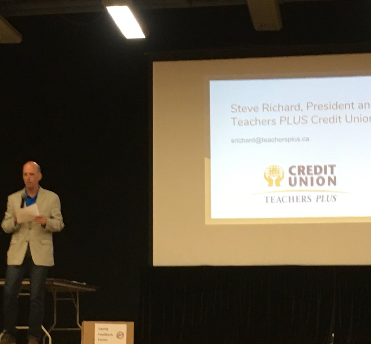 taphens's tweet photo. Welcome remarks from Steve Richard of Teachers Plus Credit Union! #Reconnect2018 https://t.co/cUXwzvwu0h