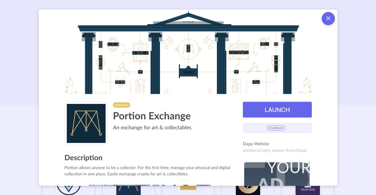 everydapp's tweet image. Introducing @PortionApp an exchange for art and collectibles! Check it out now at everydapp.com/dapps/portion-…