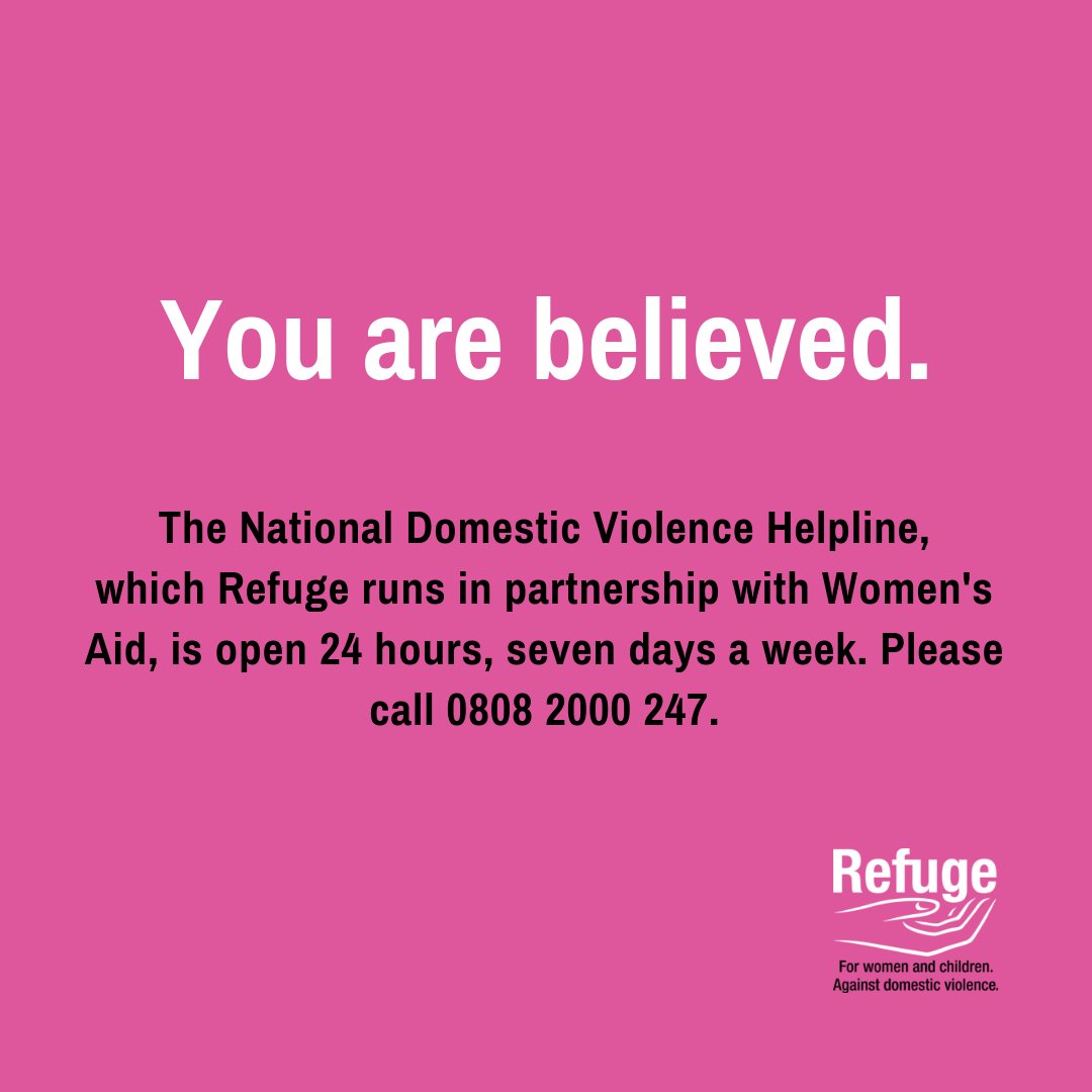 Refuge on Twitter: "If you, or someone you know, is experiencing domestic  abuse, we can help. Please call the Freephone 24-Hour National Domestic  Violence Helpline, which we run in partnership with @womensaid,