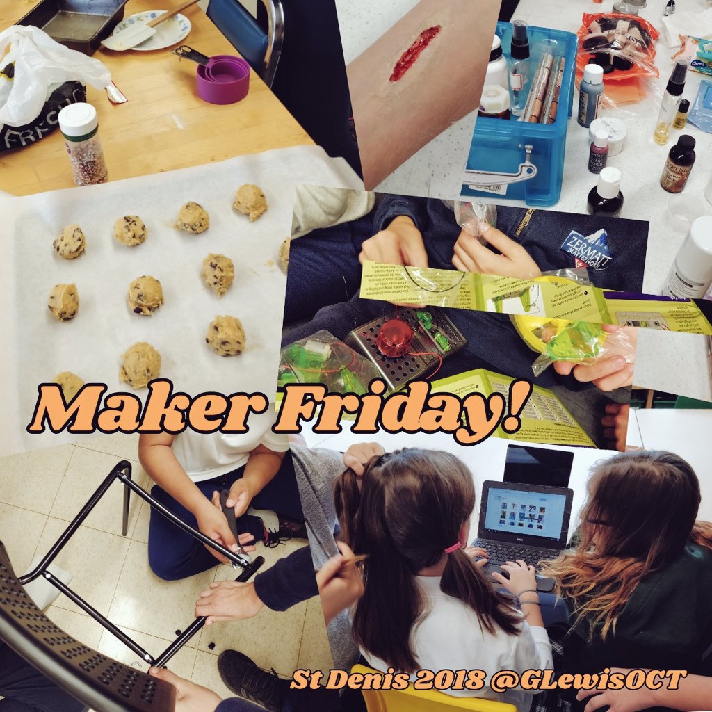 GLewisOCT's tweet photo. Gr8 #MakerFriday! Cycle 2 activities: cooking, stage makeup, electronics, hair braiding, @IKEACanada building, board game making. Lots of laughs, questions, reflection, and productivity! @robertdaddario @bpcaverhill @lukemteacher @MarkZochowski @TCDSBeLearn https://t.co/PaPlzJf7Ly