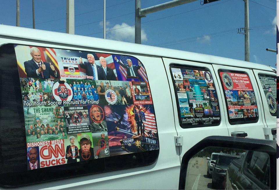 salcalanni's tweet image. Wow this was the bomber's van?! But I'm sure the hateful lies and rhetoric from the president on a daily basis had nothing to do with it...idiots #BombStuff