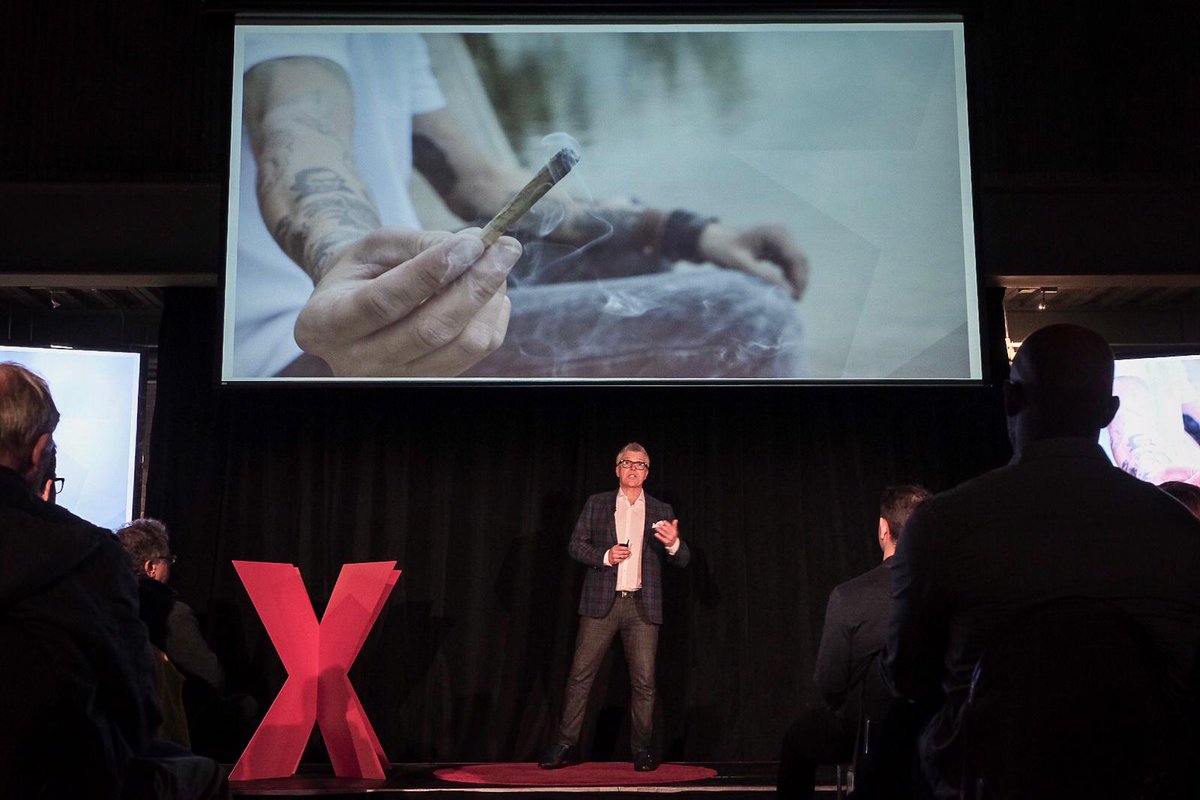 TEDxToronto's tweet photo. Chief Medical Officer at @StarseedCA, @PeterBlecher talked about the legalization of marijuana on the @BMO stage at #TEDxToronto today. 📷  by Joshua Best. https://t.co/NjEy18F52x