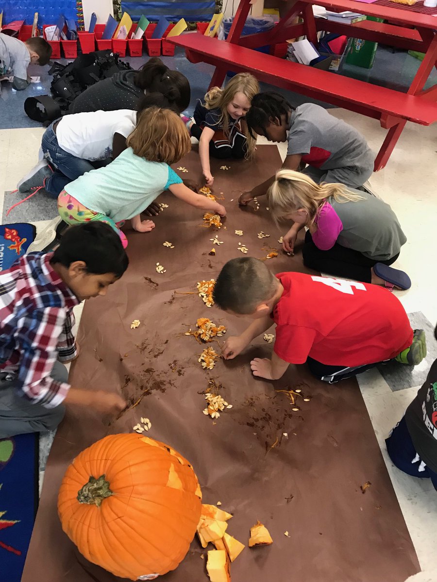 Counting by ones and tens with our pumpkin seeds! ⁦@bbowenes⁩ #bbopride #kinderrocks