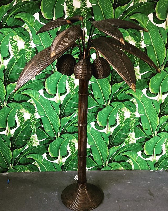 rattan palm tree floor lamp
